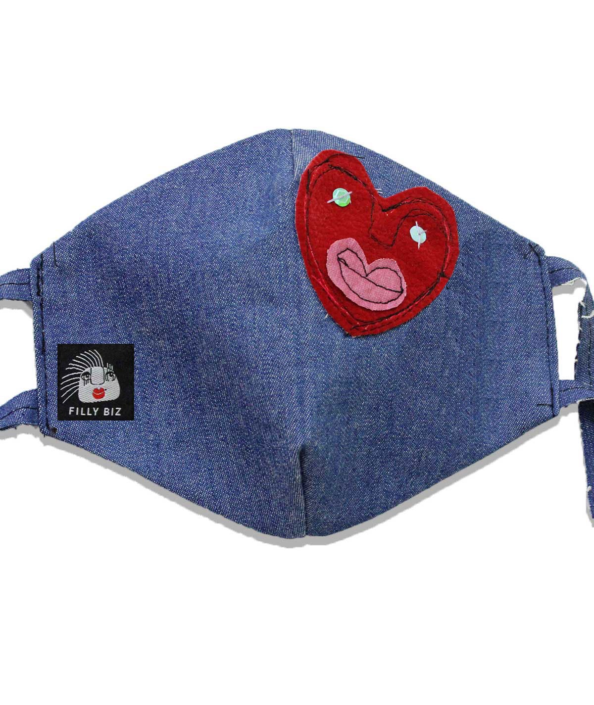 Heart and Denim Face Mask