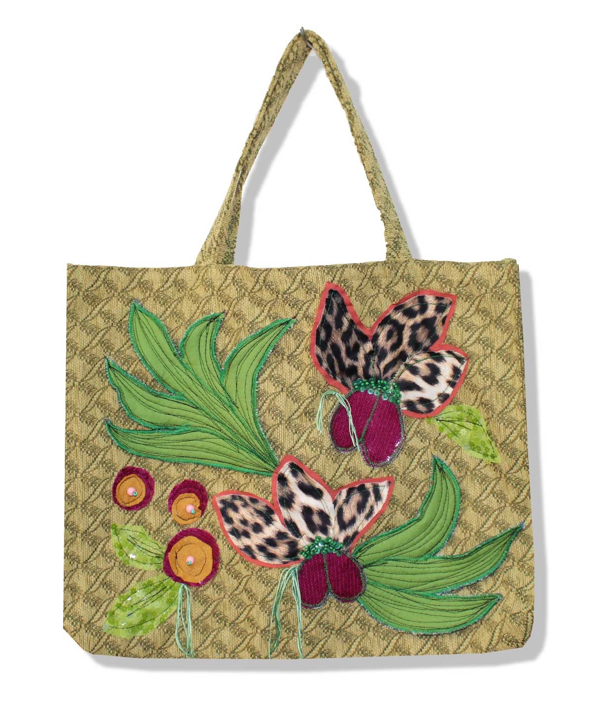 Fabric tote bag with flowers