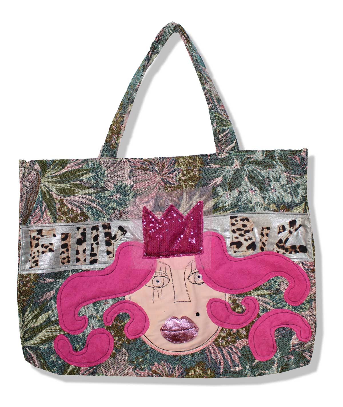 Fabric tote bag with the face