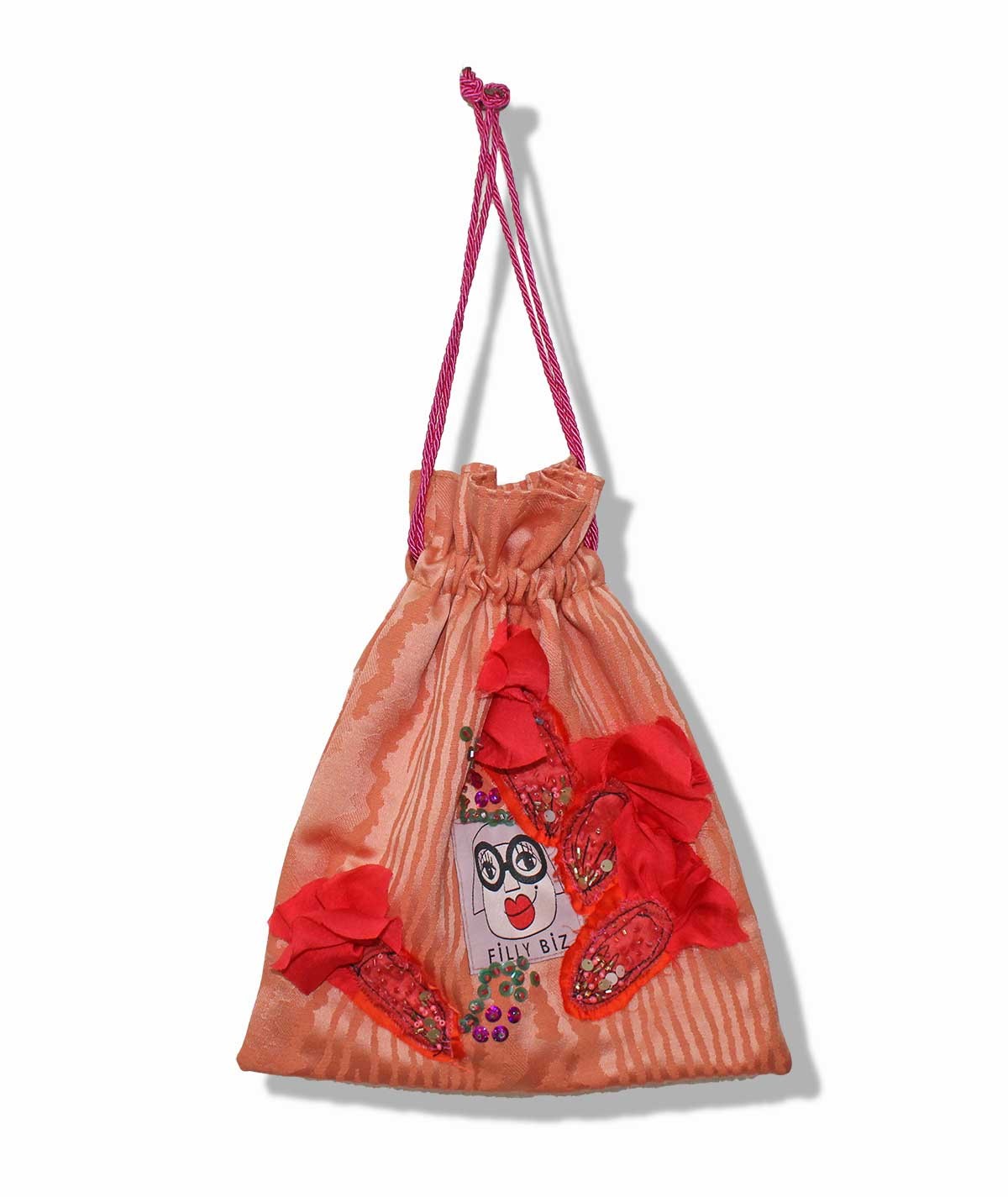 Bucket orange bag with flowers