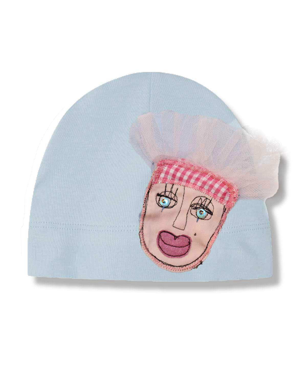 Baby hat with the pink face